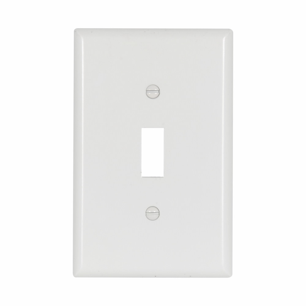 Mayer-DDS-Eaton Toggle wallplate, White, Toggle Cutout, Thermoset, Single- gang, Mid-size, ED Box-1