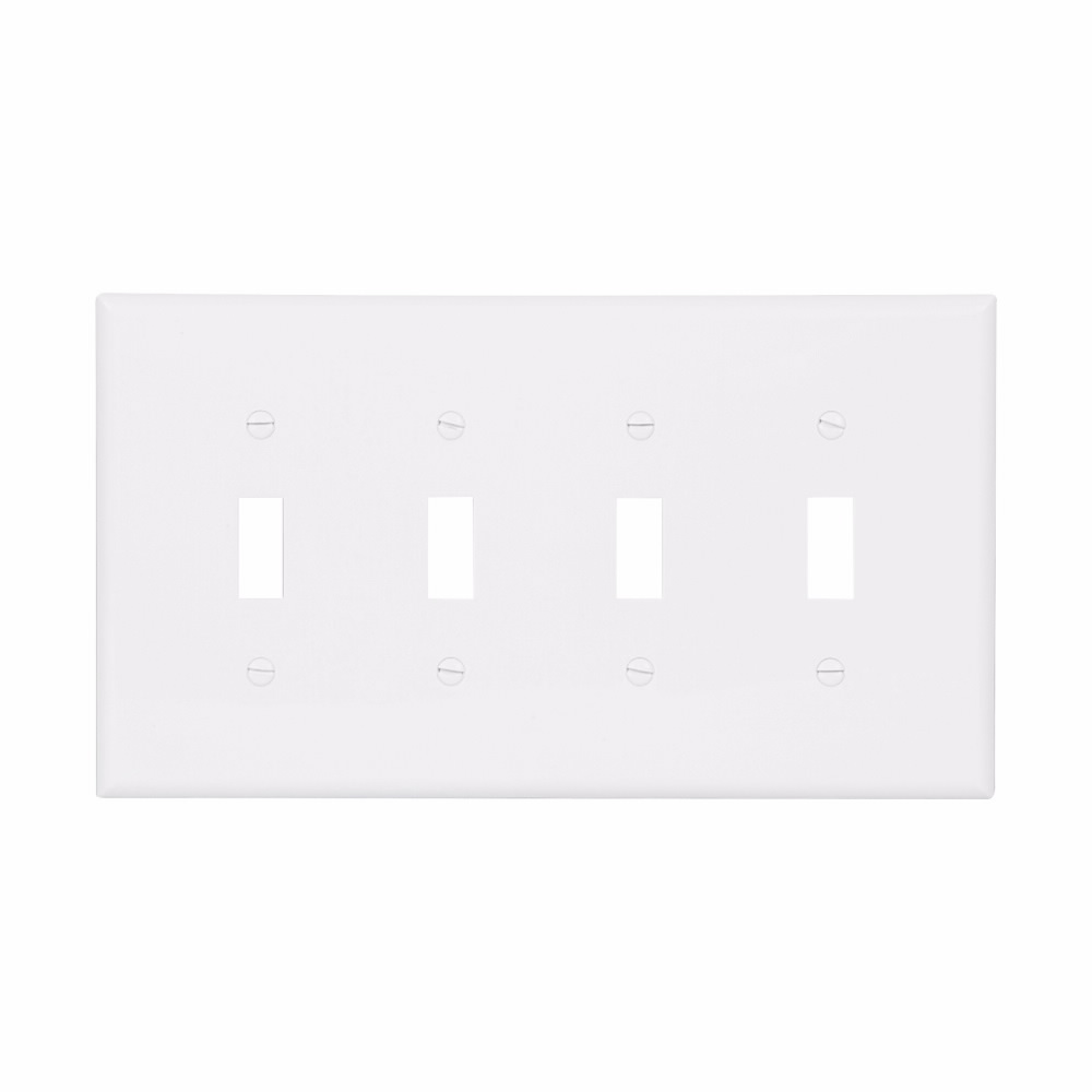 Mayer-DDS-Eaton Toggle wallplate, White, Toggle Cutout, Polycarbonate, Four- gang, Mid-size-1