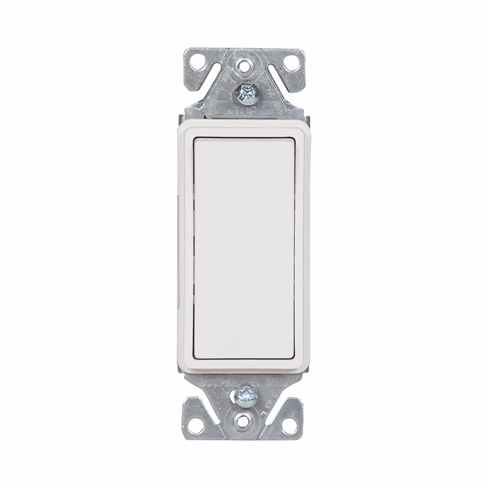 Product image for Eaton 7501W 15A 120/277V Decorator Rocker Switch Decorator, Single Pole, Back Wire, Push Wire - White