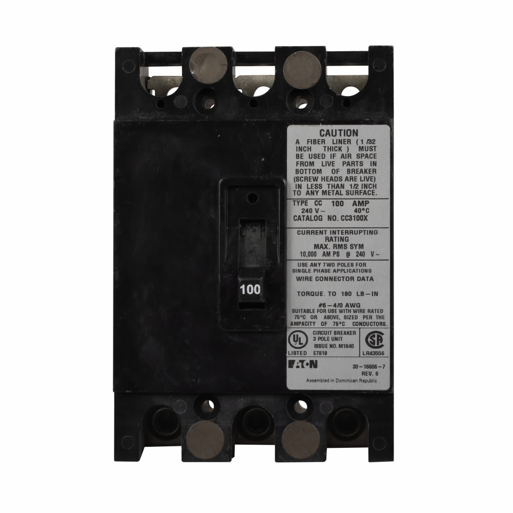 Product image for Eaton Electrical CC3150X 208 Star/120 VAC 150 Amp 3-Pole Main Tenant Circuit Breaker