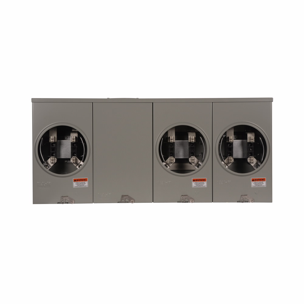 Product image for Cutler-Hammer UBH3R2332TCH meter socket, Multi position resi service, 200A, Over/under, 5x5 inch hub open, #6-350 kcmil, 4-jaw, 1-ph, #8-2/0 AWG, Horn bypass, 3-wire, Ringless, 600 Vac