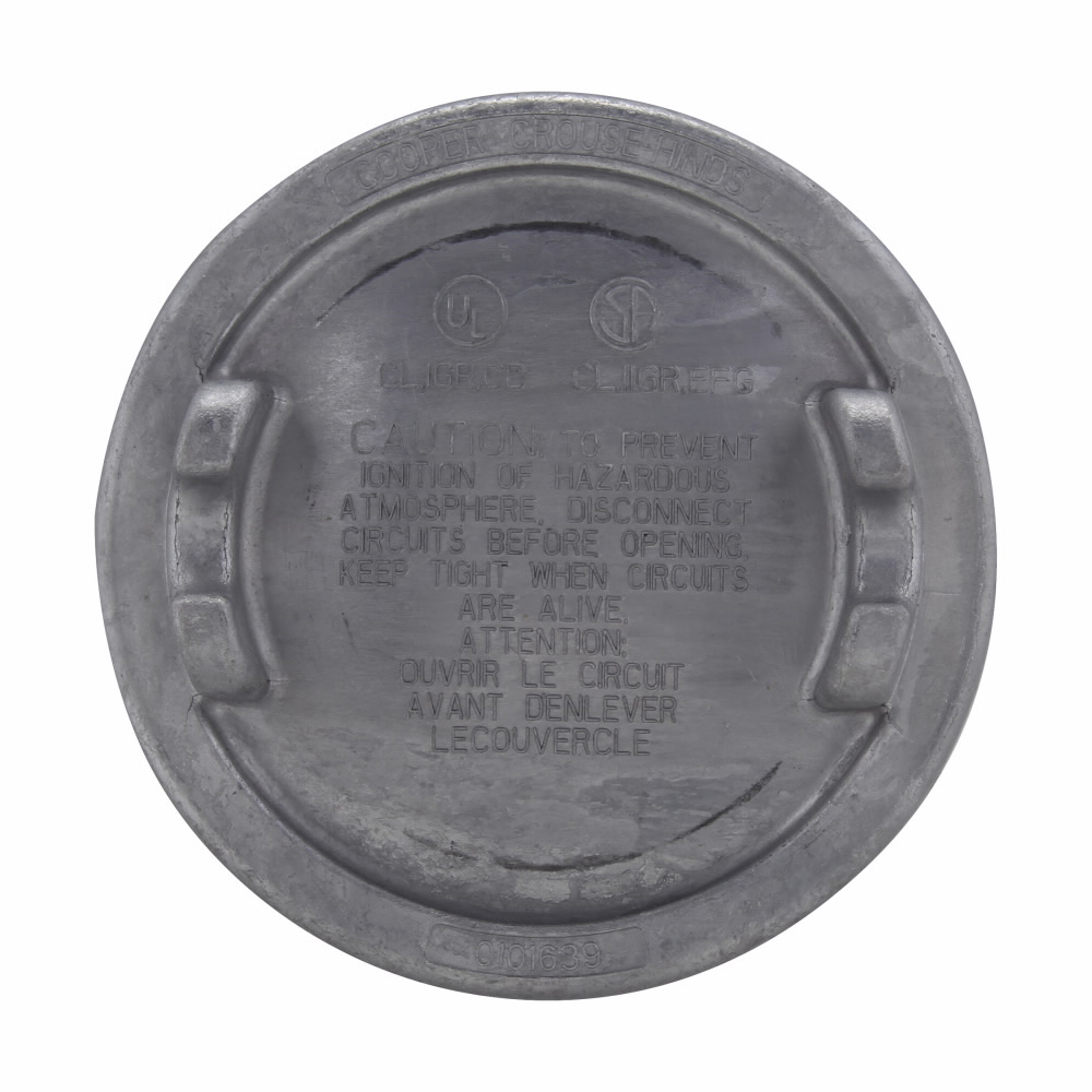 Mayer-DDS-Eaton Crouse-Hinds series Condulet GUA surface cover, 2" cover opening diameter, Copper-free aluminum, 12 thread pitch-1