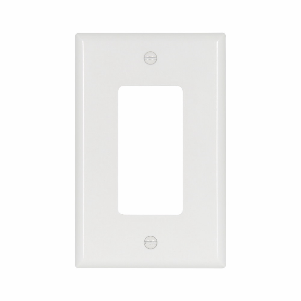 Mayer-DDS-Eaton Decorator / GFCI wallplate, White, Decorator Cutout, Thermoset, Single- gang, Mid-size, ED Box-1