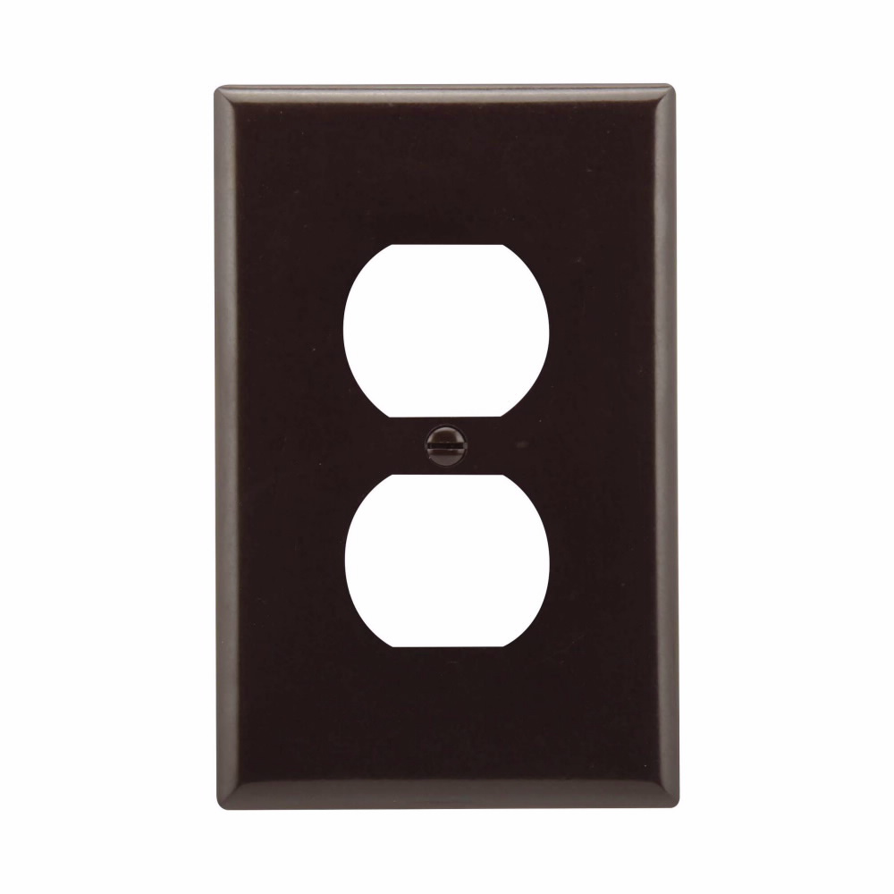 Mayer-DDS-Eaton Duplex receptacle wallplate, Brown, Duplex receptacle Cutout, Thermoset, Single- gang, Mid-size, ED Box-1