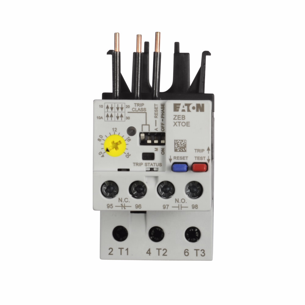 Product image for Cutler-Hammer XTOE020BCS C440 electronic overload relay, XT IEC Electronic Overload Relay, 4-20A overload range, 45 mm Frame size, NO-NC contact configuration, Direct to contactor mounting, Selectable -