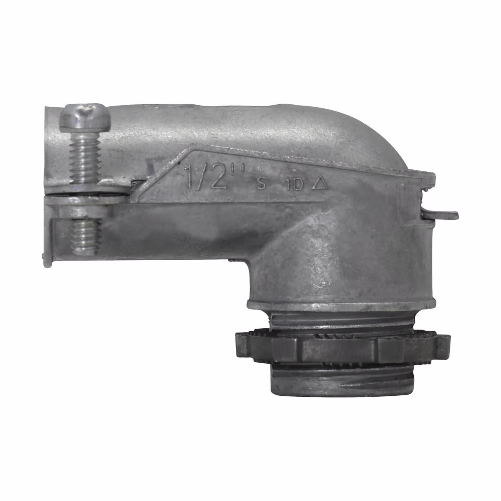 Product image for Crouse-Hinds 738DC 3/4" Die-Cast Zinc Non-Insulated Squeeze Type 90 Degrees FMC Connector
