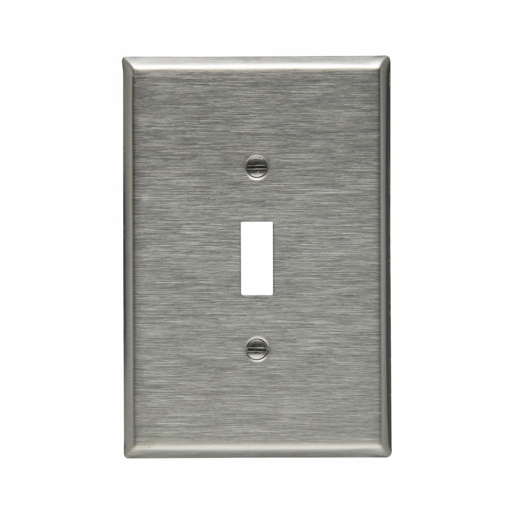 Product image for Eaton Wiring Devices 93871-BOX 1-Gang 302/304 Stainless Steel Oversize Toggle Switch Wallplate