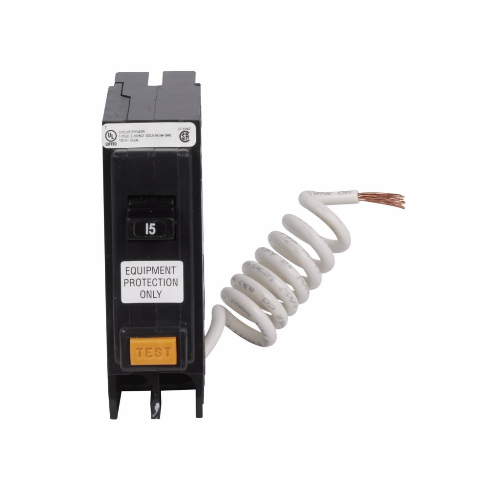 Product image for Cutler-Hammer GFEP120 BR GFCI circuit breaker,Industrial ground fault thermal-magnetic equipment protector,20 A,10 kAIC,Single-pole,120 V,GFEP,Common,#14-4 AWG,Ground fault circuit interrupter,GFI
