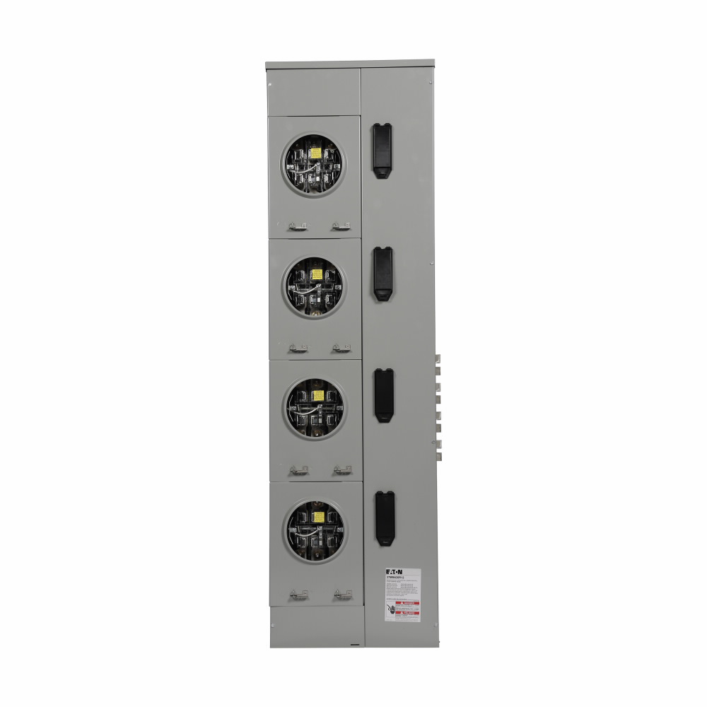 Product image for Eaton Electrical 37MM420R12 208 Star/120 VAC 225 Amp 3-Phase 4-Wire 4-Socket Aluminum Ringless Meter Stack Module