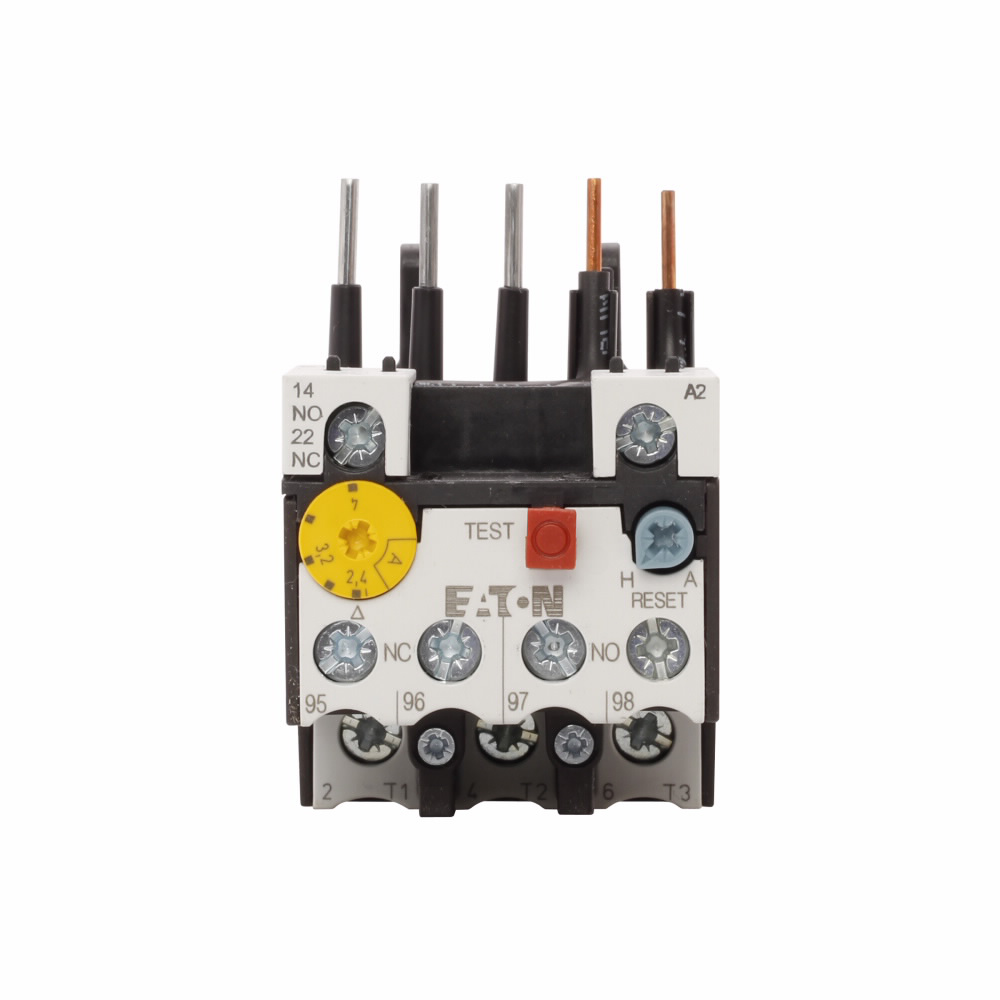 Product image for Cutler-Hammer XTOB004BC1 XT IEC bimetallic overload relay, 2.4-4A overload range, 45 mm Frame size, 1NO-1NC contact configuration, Direct to contactor mounting, used with 7-15A contactor, 10A trip type