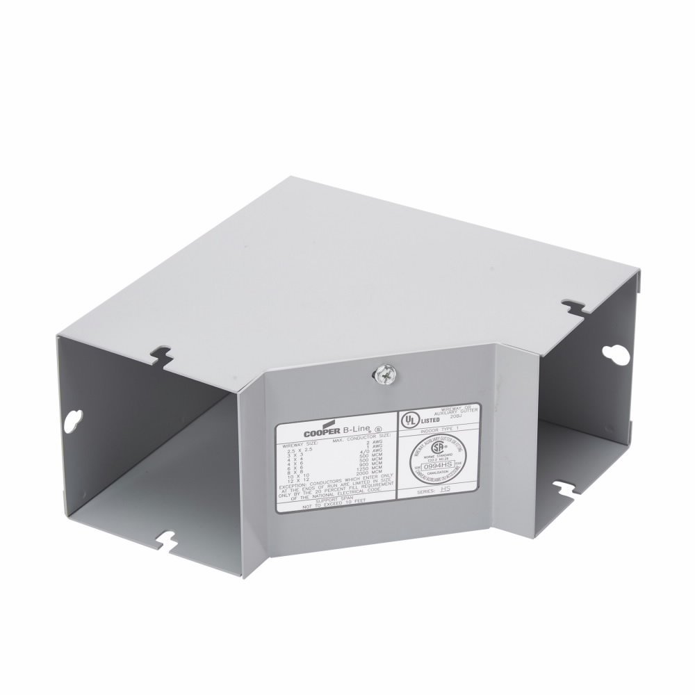 Product image for B-Line 44-HSLIN Wireway Elbow Fitting, Lay-in, 90? elbow, inside opening, NEMA 1, Steel, ANSI 61 gray painted, 4" X 4"