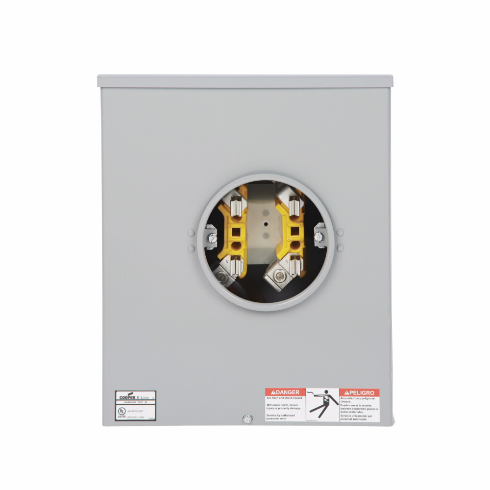 B-Line UG204 Single Meter Socket, 200 A, Underground, 4 jaws, Ring type, 3, Steel, ANSI 61 paint, Side, 1 pole, 3 wires, #6 - 350 MCM line lug size, #6 - 250 MCM load lug size, None Product image for B-Line UG204 Single Meter Socket, 200 A, Underground, 4 jaws, Ring type, 3, Steel, ANSI 61 paint, Side, 1 pole, 3 wires, #6 - 350 MCM line lug size, #6 - 250 MCM load lug size, None