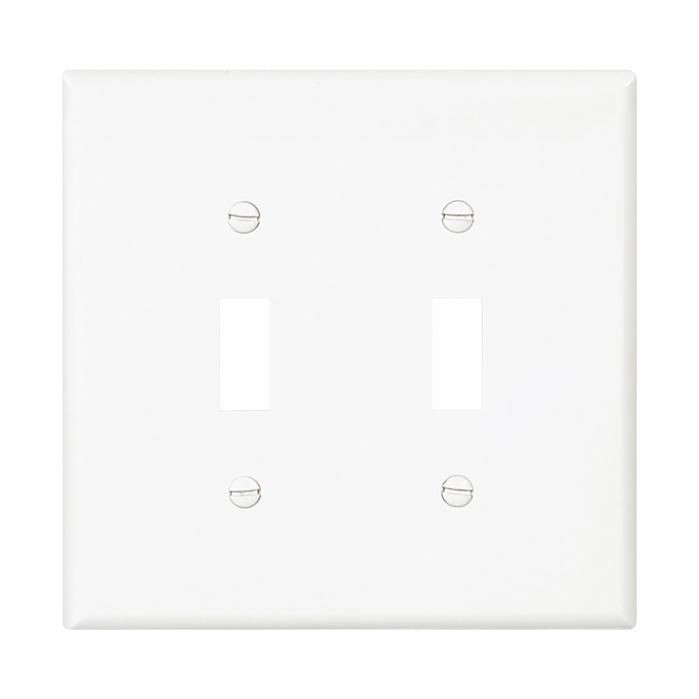 Mayer-DDS-Eaton Toggle wallplate, White, Toggle Cutout, Polycarbonate, Two- gang, Mid-size-1