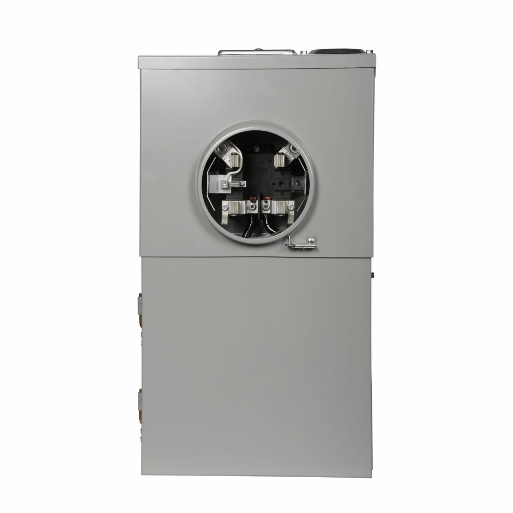 Product image for Cutler-Hammer MBP200BTSD resi meter breaker, Meter mains, 200A, C, Al, NEMA 3R, Bottom and top, #6-350 kcm#6-350 kcmProvisions, Surface mounting, Five-jaw, 1, Single-phase, Ringless, 120/240 Vac, Horn b