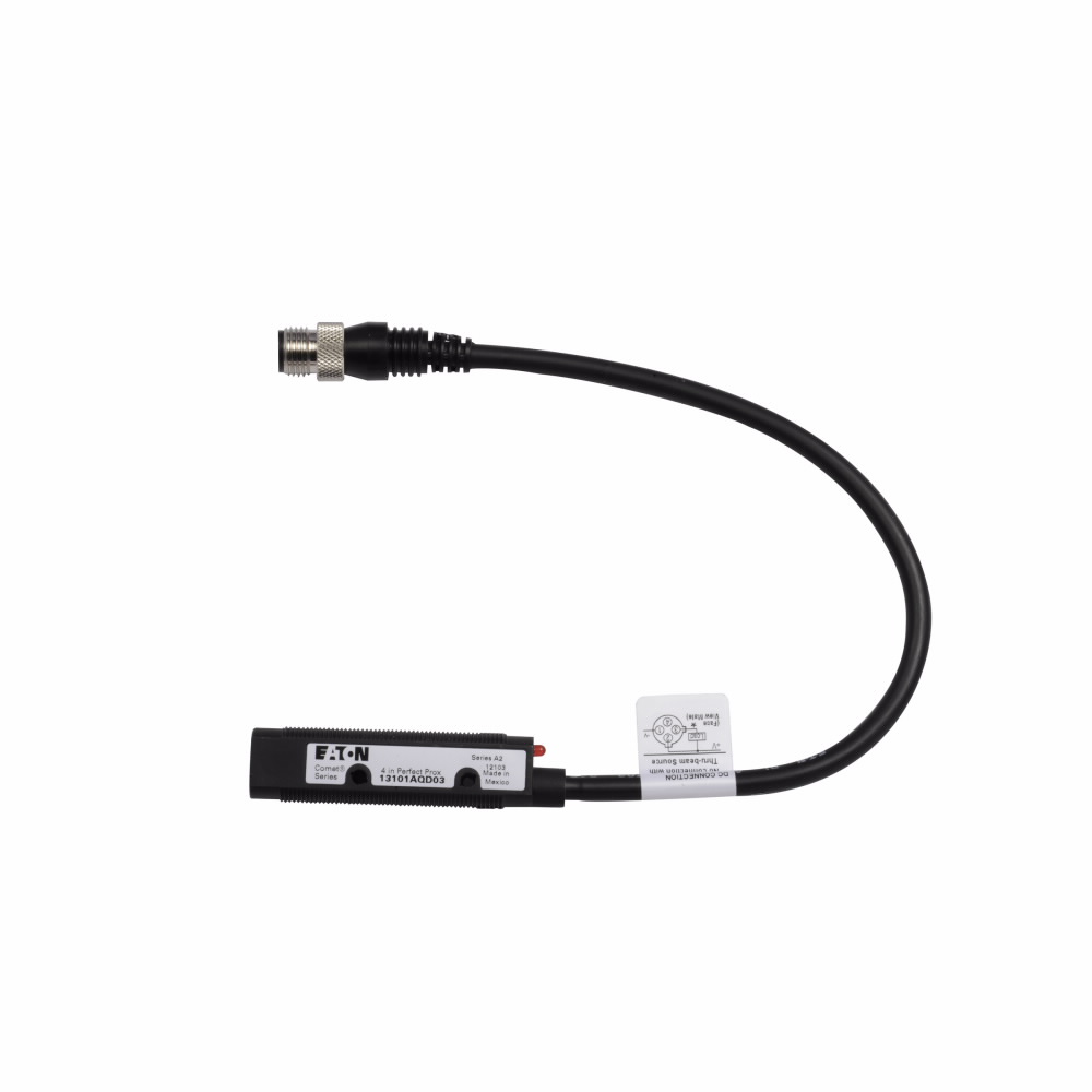 Product image for Eaton Electrical 13101AQD03 20 to 264 VAC 15 to 30 VDC NPN Polyurethane 4-Wire Background Rejection Photoelectric Sensor