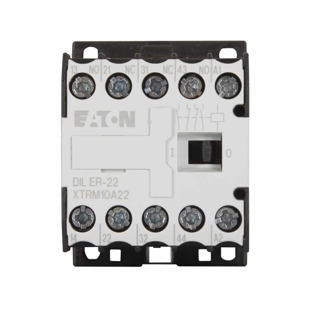 Product image for Cutler-Hammer XTRM10A22A XT IEC Miniature Control Relay, Screw terminals, 45 mm - mini Frame size, 2NO-2NC contact configuration, 110V 50 Hz, 120V 60 Hz coil, 10A conventional thermal rating, 6A at 220/230/24