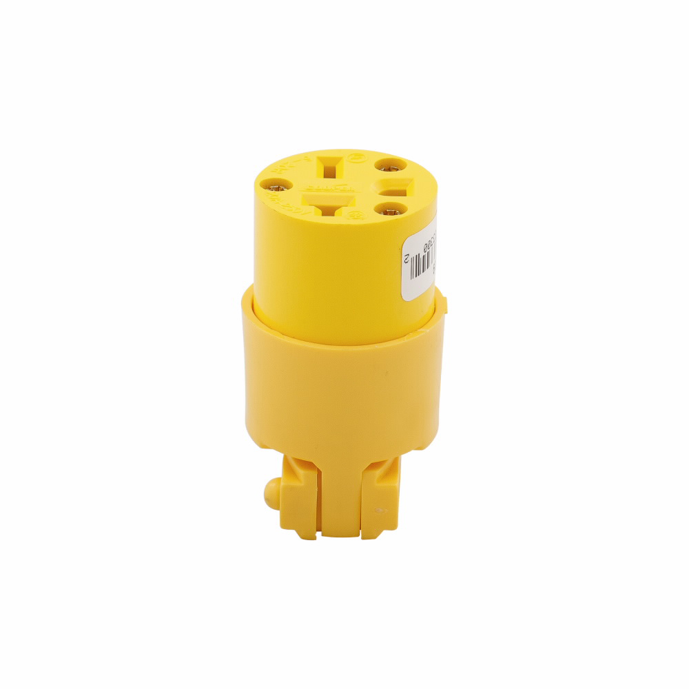 Mayer-DDS-Eaton Arrow Hart straight blade connector , #18-12 AWG, 20A, Commercial, 250V, Back wire, Yellow, Brass, Thermoplastic, 6-20R, Two-pole, three-wire, grounding, Screw, Thermoplastic, ED Box-1