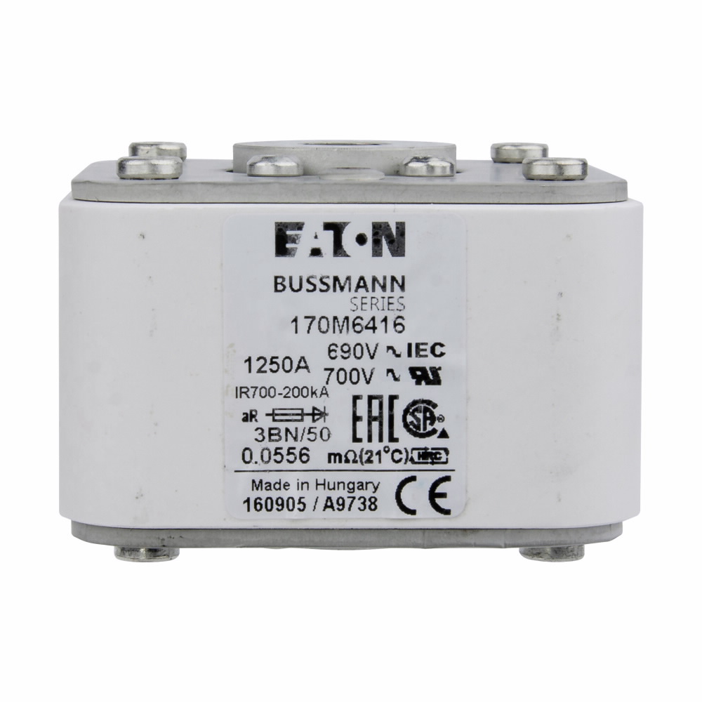 Product image for Bussmann Series 170M6416 1250 Amp 690 Volt Square Body European Style Fuse with Visual Indicator