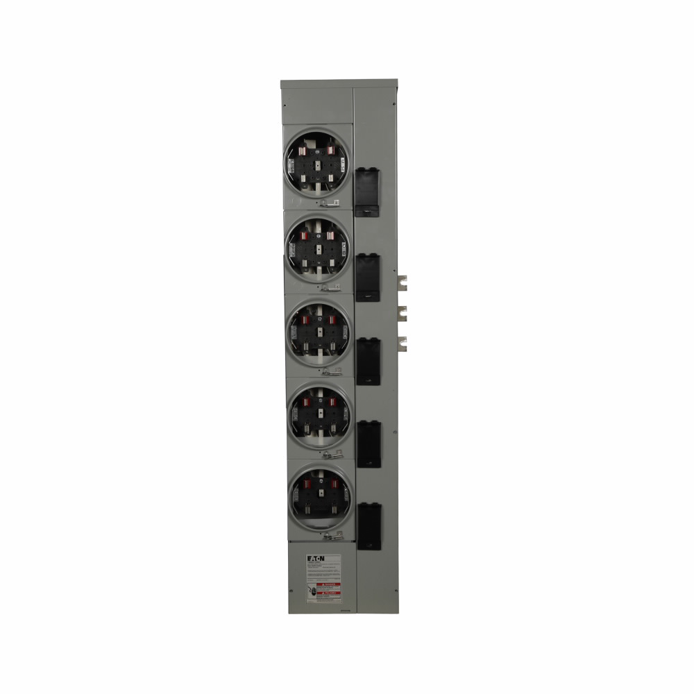 Product image for Eaton Electrical 1MM512RRL 120/240 Volt 125 Amp 1-Phase 3-Wire 5-Socket Aluminum Ringless Meter Stack Module