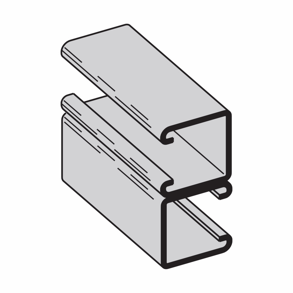 Product image for B-Line B22C-120SS4 1-5/8"W x 1-5/8"H Side-to-Side (C-Configuration) Channel, Solid (No Hole Pattern), 12ga, 10ft Length, Type 304 Stainless Steel