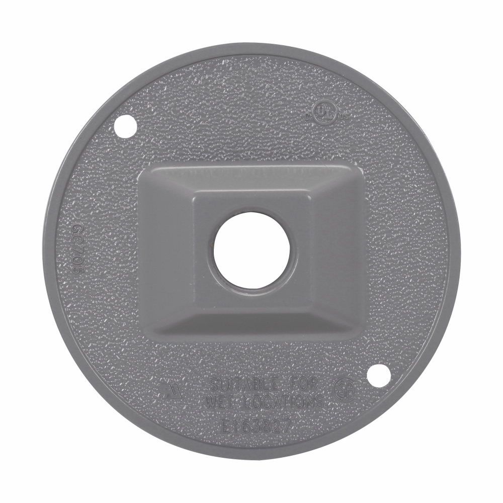 Product image for Crouse-Hinds Series TP7301 4-1/2 Inch Die-Cast Zinc White Round Weatherproof Outlet Cover with Gasket