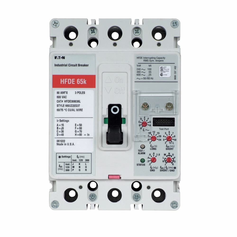 Product image for Cutler-Hammer HFDE322522 Series C electronic molded case circuit breaker, F-frame, HFDE, Complete breaker, Digitrip 210 RMS, Electronic LSI trip, 100-225 A trip rating, Three-pole, 225 A, 100 kAIC at 24
