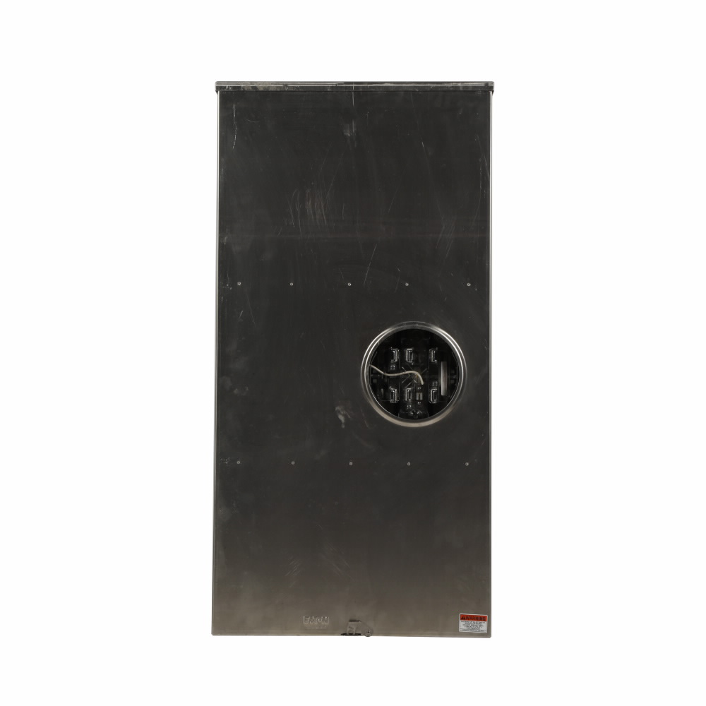 Product image for Cutler-Hammer UATH7330UFLCH meter socket, 1-pos commercial or resi service, 320A, Over/under, Large hub cover plate hub mounted, 7-jaw, 1-ph, 3/8 inch stud, Lever bypass, Gnd conn (#14-#2 Cu), Al, Tripl