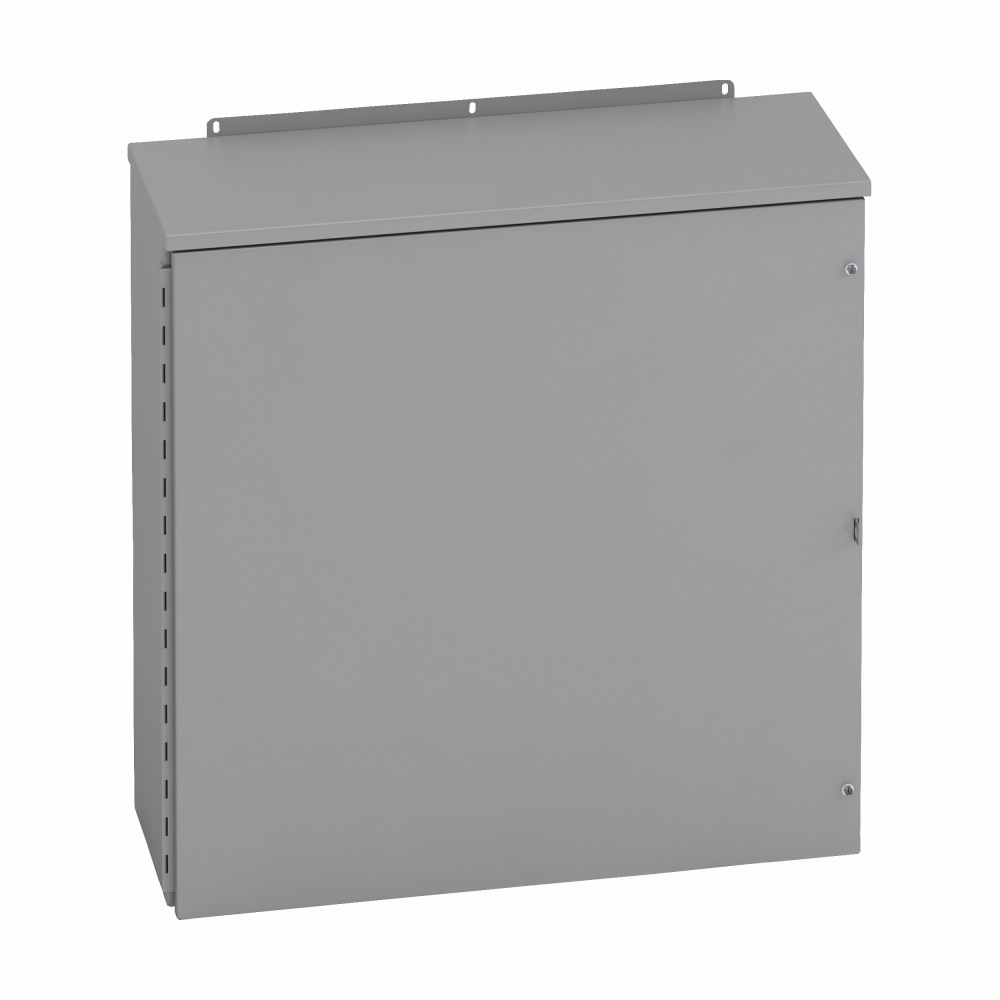 Product image for B-Line 302410-RHC Type 3/3R Panel Enclosure, 30" x 24" x 10" NEMA 3R, Hinged cover, RHC enclosure, Wall mount, Medium single door, External mounting feet, Carbon steel