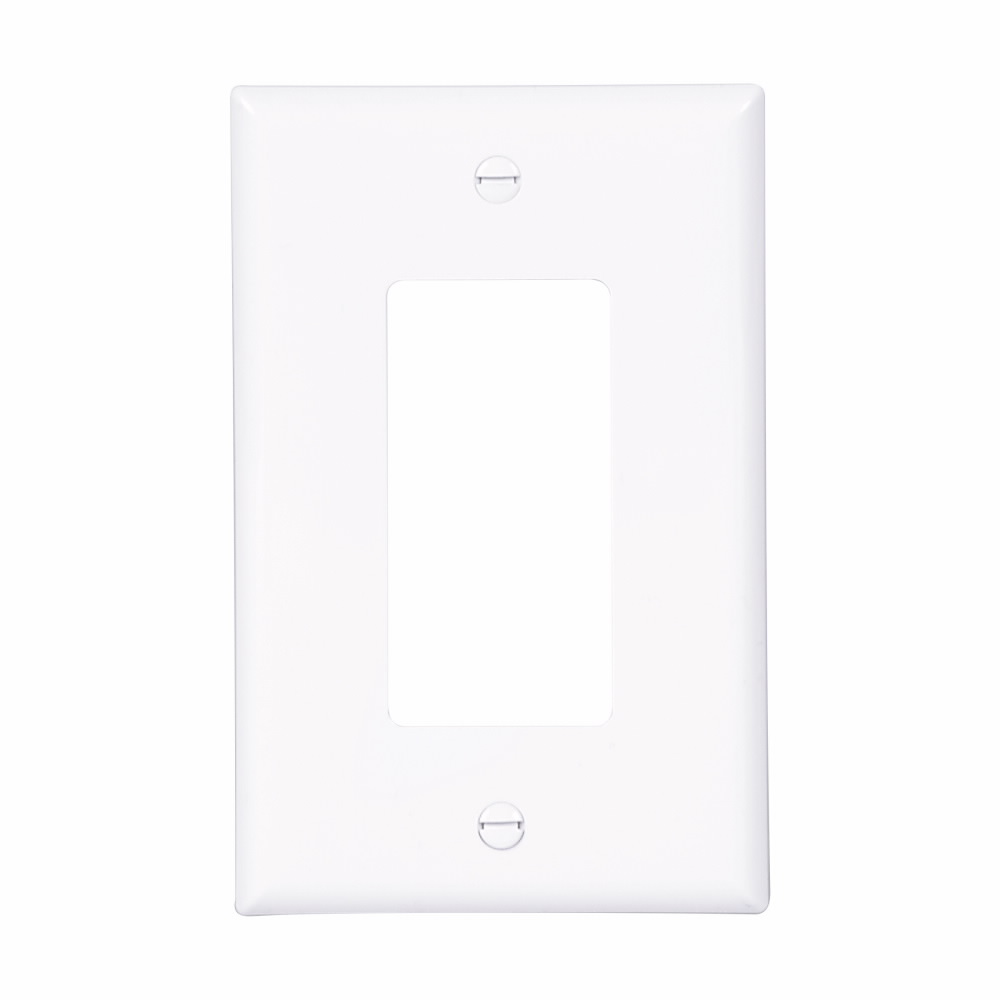 Mayer-DDS-Eaton Decorator / GFCI wallplate, White, Decorator Cutout, Polycarbonate, Single- gang, Mid-size-1