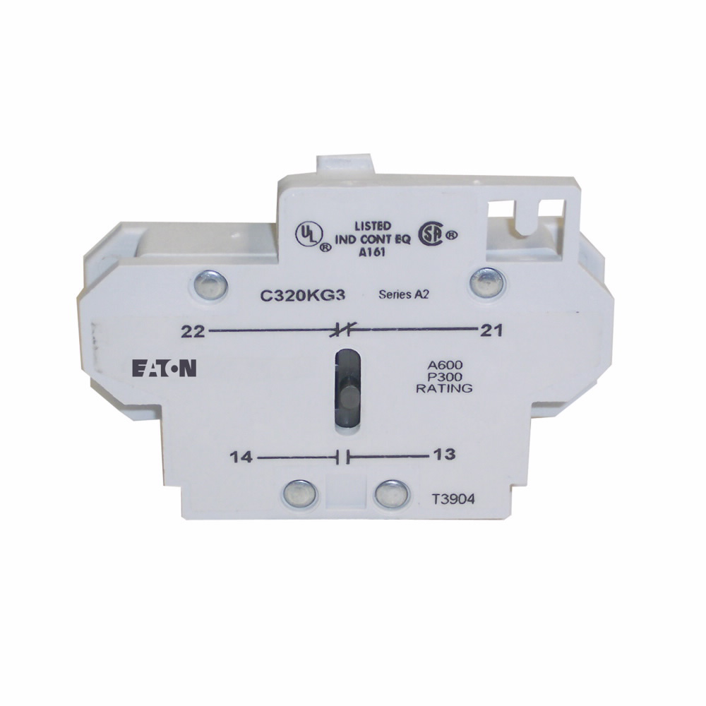 Product image for Eaton Electrical C320KG2 600 VAC 10 Amp 1NC Pressure Plate Terminal Contactor Auxiliary Contact