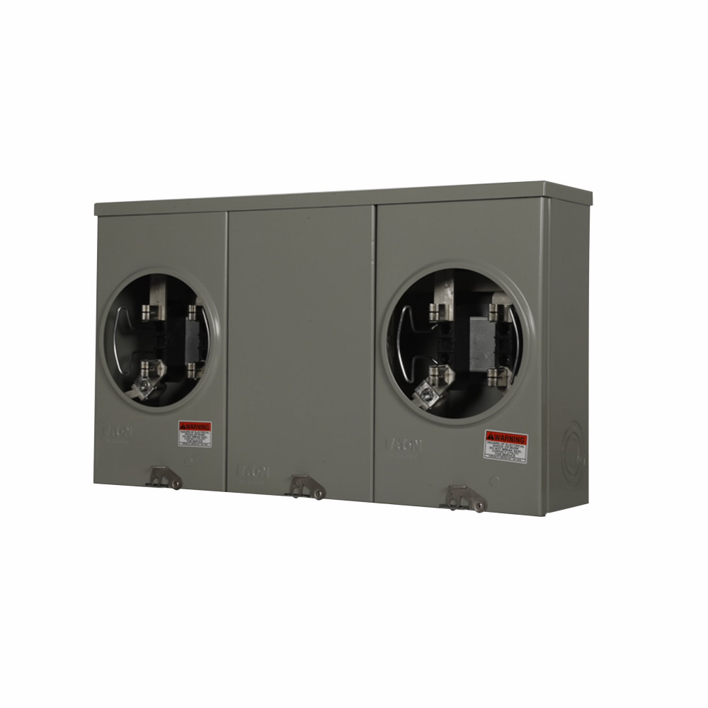 Product image for Cutler-Hammer UBH2R2332TCH meter socket, Multi position resi service, 200A, Over/under, 5x5 hub open, #6-350 kcmil, 4-jaw, 1-ph, #8-250 kcmil, Horn bypass, 3-wire, Ringless, 600 Vac