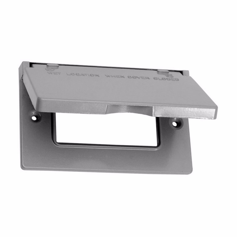 Product image for Crouse-Hinds Series TP7237 White Die-Cast Aluminum 1-Gang Self-Closing Weatherproof Outlet Box Cover with Gasket
