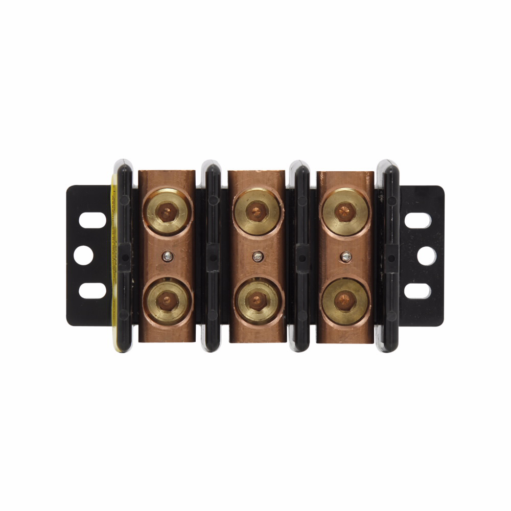 Product image for Bussmann Series 16003-3 3-Pole 6 AWG to 250 MCM Thermoplastic Splicer Power Terminal Block