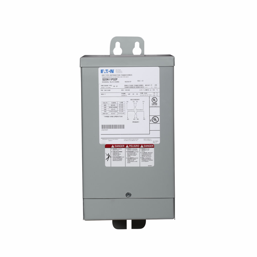 Product image for Cutler-Hammer S27N11P02P General purpose encapsulated transformer, EP, aluminum, NEMA 3R, 68P, 60 Hz, single-phase, 277 V, 120/240 V, NONE, 115 ?C rise, 2 KVA, indoor-outdoor, 524A