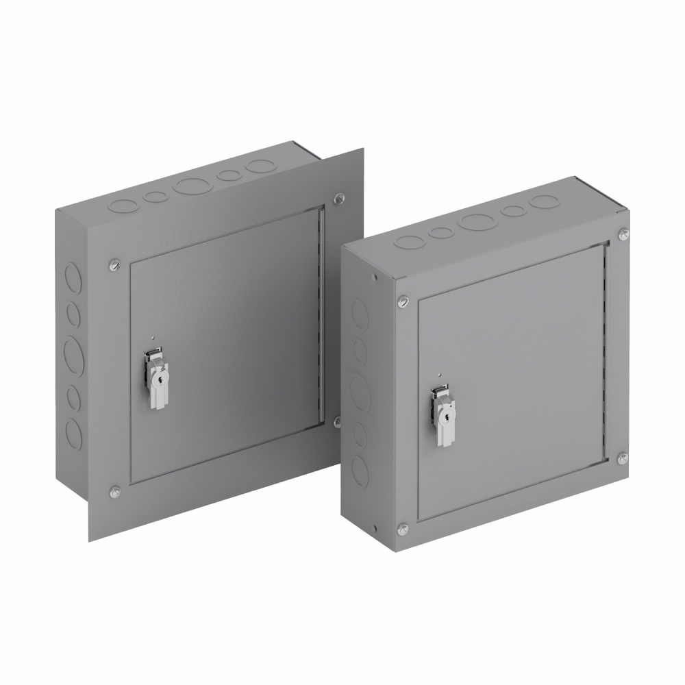 Product image for B-Line 18126-TCS Utility Enclosure, 18" x 12" x 6" NEMA 1, Hinged cover, TCS cabinet, Surface mounted, Medium single door, Thru holes, Carbon steel