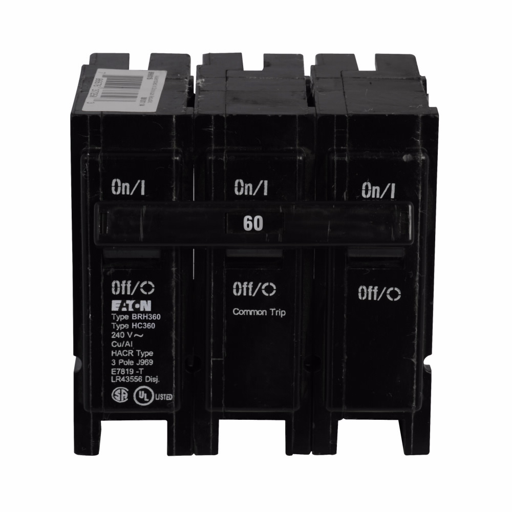 Product image for Eaton Electrical BRH360 60 Amp 22 kaic 3-Pole Type BRH Circuit Breaker