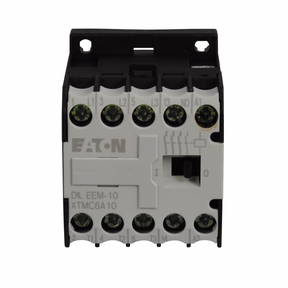 Product image for Cutler-Hammer XTMC6A10TD XT IEC mini contactor, 6.60A, 24 Vdc, 1NO, 20A, 45 mm mini, 0.25, 0.75, 1/ 1.5, 2, 3, 3 hp (1/3PH @115, 200, 230/200, 230, 460, 575 V), Three-pole, Screw terminals, Full voltage
