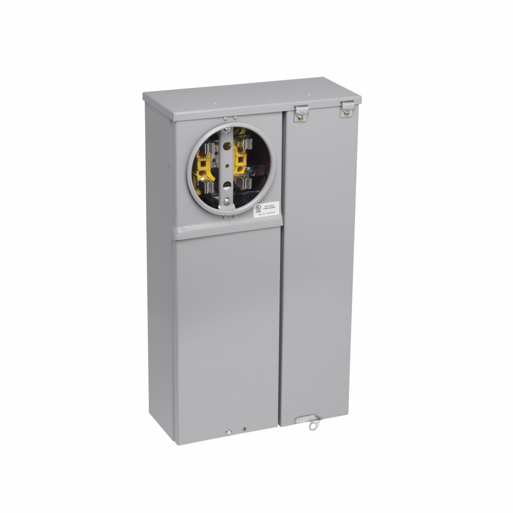 Product image for B-Line U2M2R Meter Breaker, 200 A, Single meter position, Ring type, 3R, Underground, ANSI 61 gray painted, 010 kAIC, #6 - 250 MCM, MCB, (1) 200 A, 2P, Galvanized steel, Surface mount, 4 jaws, 3 wires, 1 phase, 1?/3W, 120/240 V