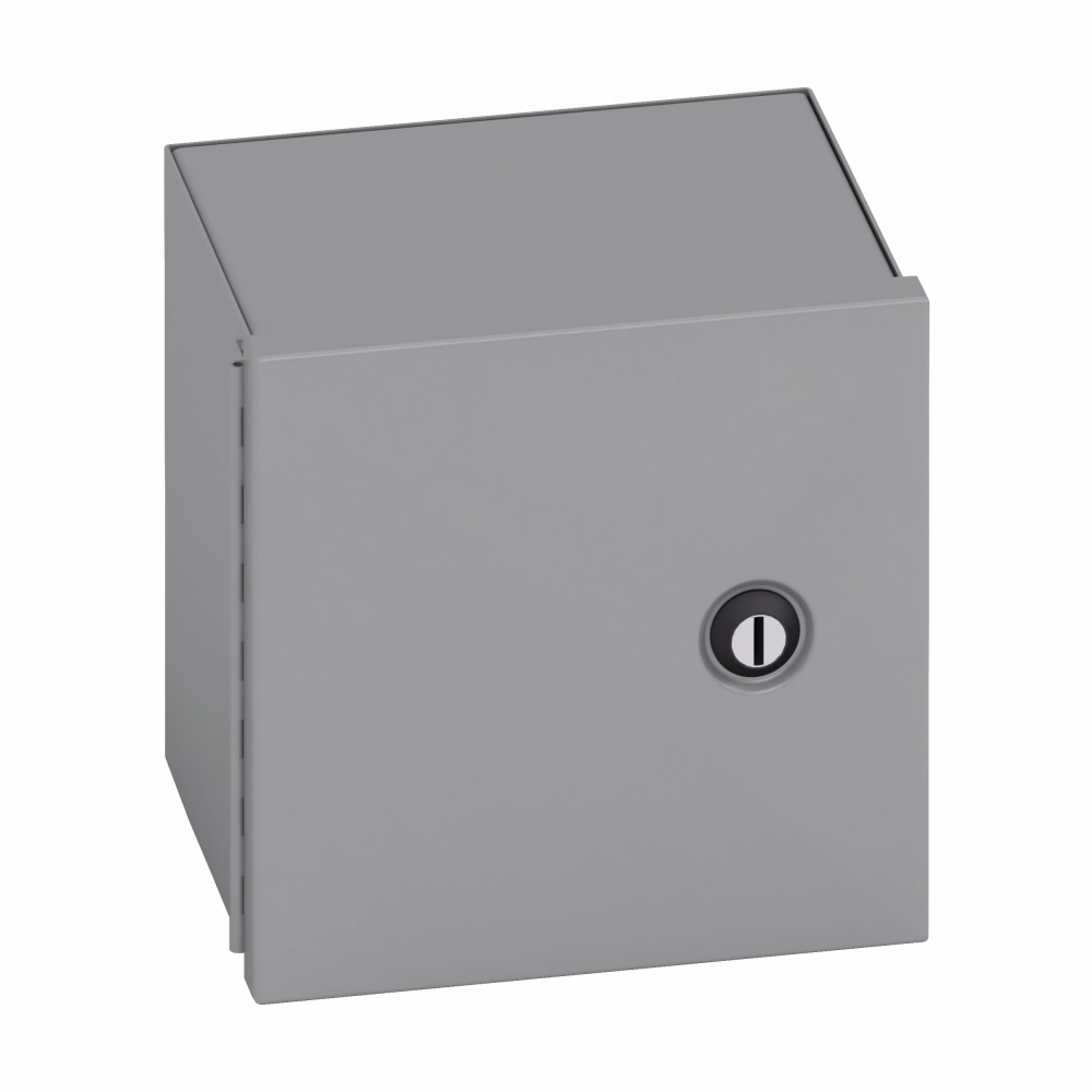 Product image for B-Line 12126-1 Type-1 Panel Enclosure, 12" x 12" x 6" NEMA 1, Hinged cover, 1 enclosure, Wall mount, Small single door, Thru holes, Carbon steel