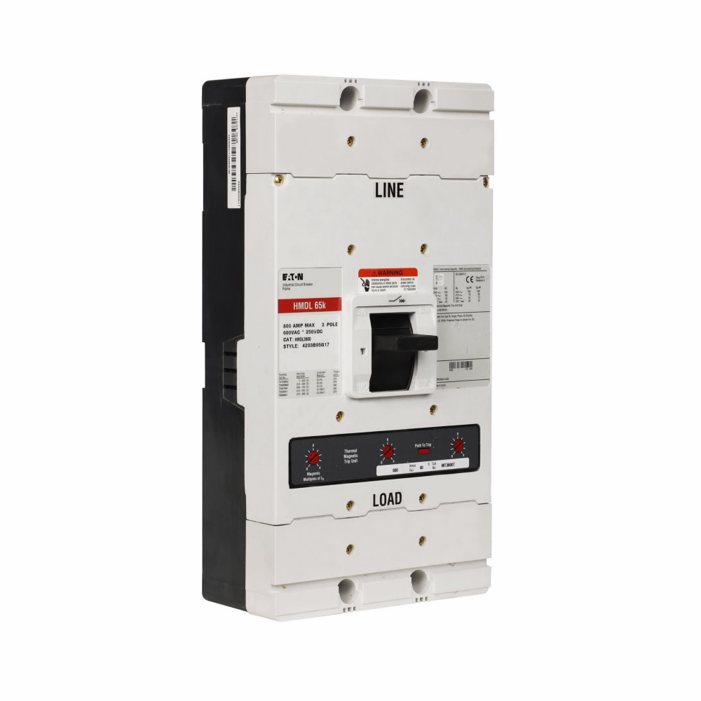 Product image for Cutler-Hammer MDL3600 Series C complete molded case circuit breaker, MDL-frame, MDL, Complete breaker, Fixed thermal, Fixed magnetic trip type, Three-pole, 600 A, 600 Vac, 250 Vdc, 65 kAIC at 240 Vac, 5