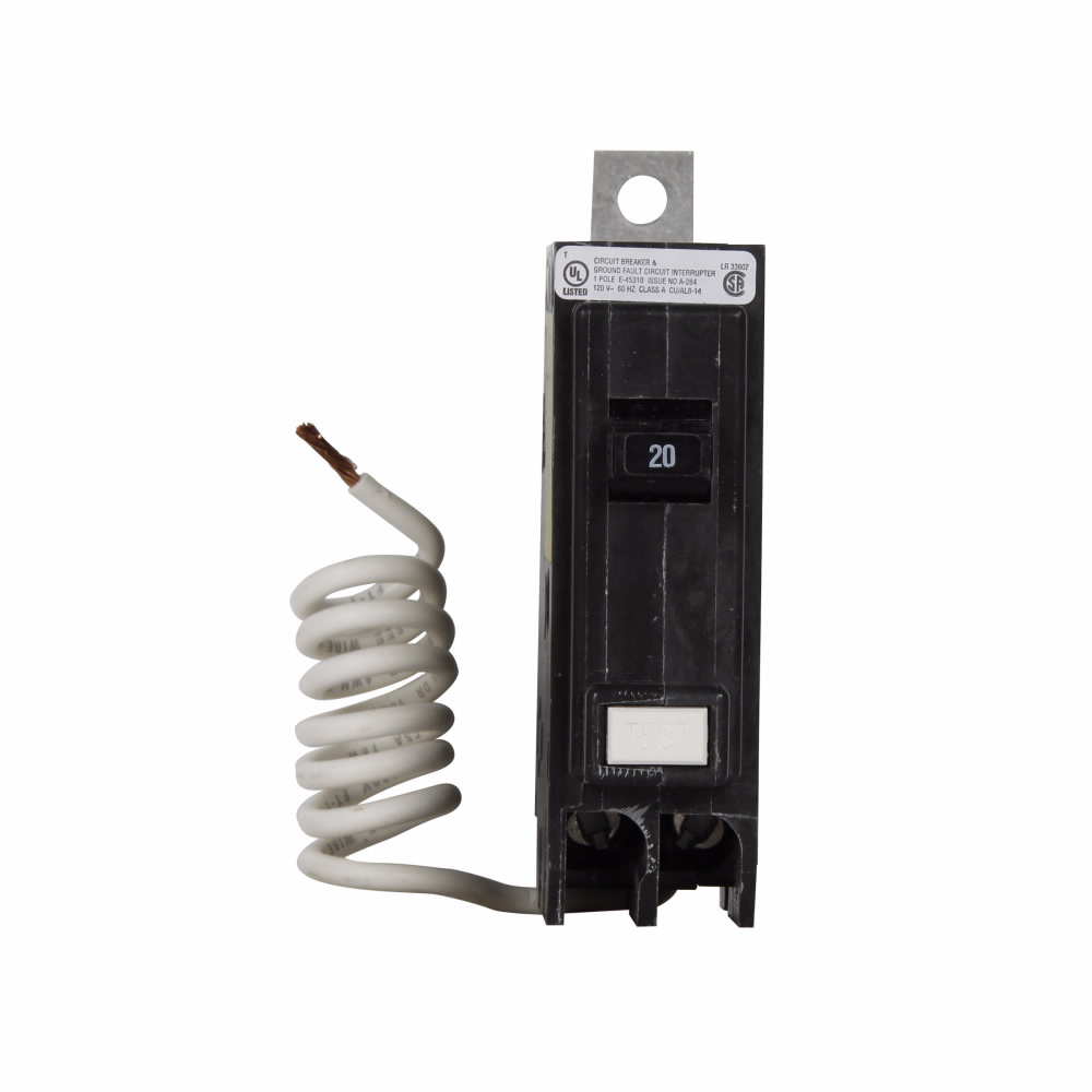 Cutler-Hammer QBH1020GF QB GFCI circuit breaker,Ground fault circuit breaker,Bolt-on mounting,20A,22kAIC,Single-pole,120/240V,Non-Interchangeable,5 mA Trip sensitivity,Bolt-on,#14-4 AWG,QB Product image for Cutler-Hammer QBH1020GF QB GFCI circuit breaker,Ground fault circuit breaker,Bolt-on mounting,20A,22kAIC,Single-pole,120/240V,Non-Interchangeable,5 mA Trip sensitivity,Bolt-on,#14-4 AWG,QB