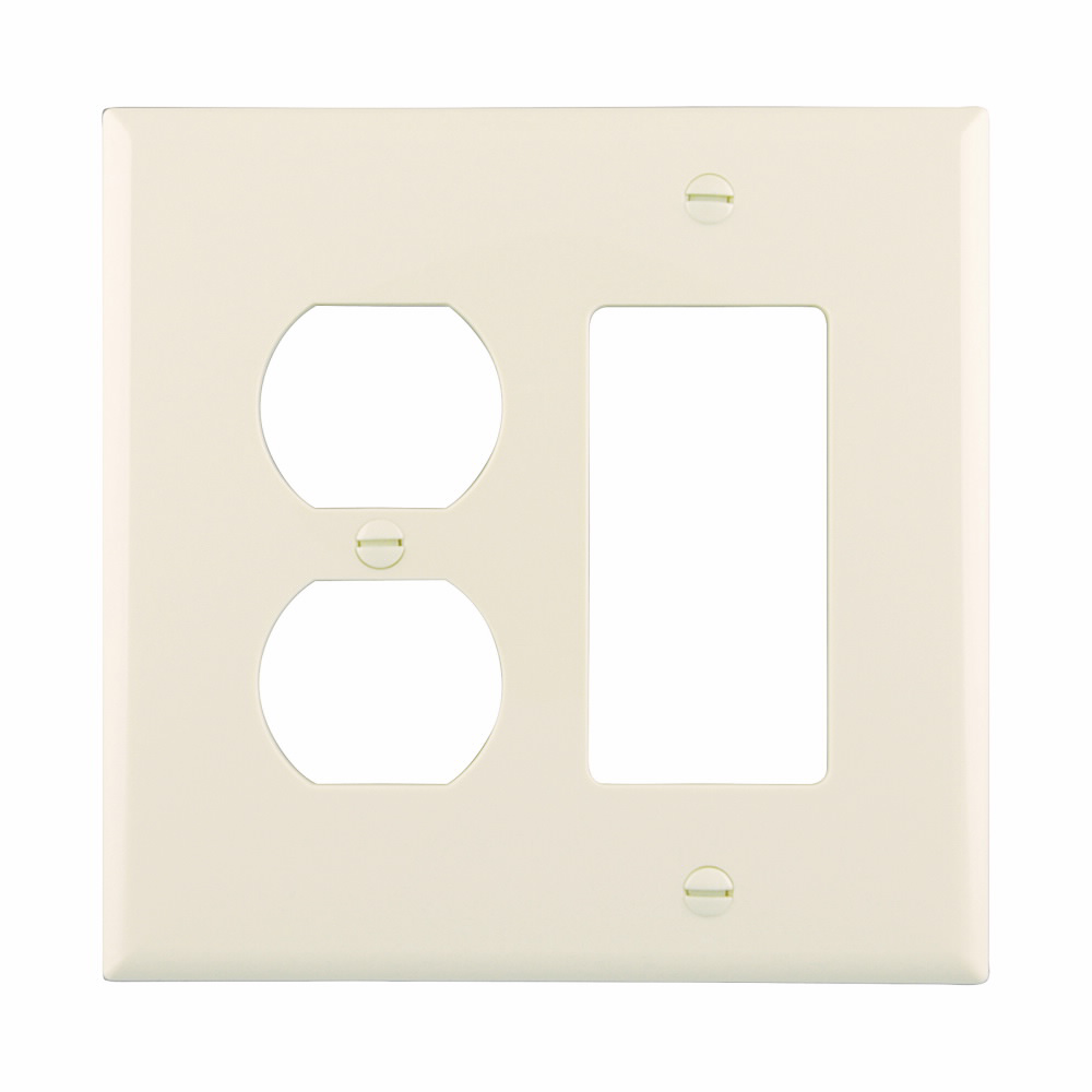 Product image for Eaton Wiring Devices PJ826LA 2-Gang Light Almond Polycarbonate Medium Combination Wallplate