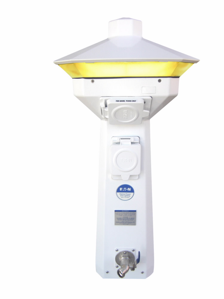 Product image for Cutler-Hammer HDU10010H marina power pedestal, Marina Power and Lighting Equipment - Hatteras Pedestals, Light 20A GFI, 1 water