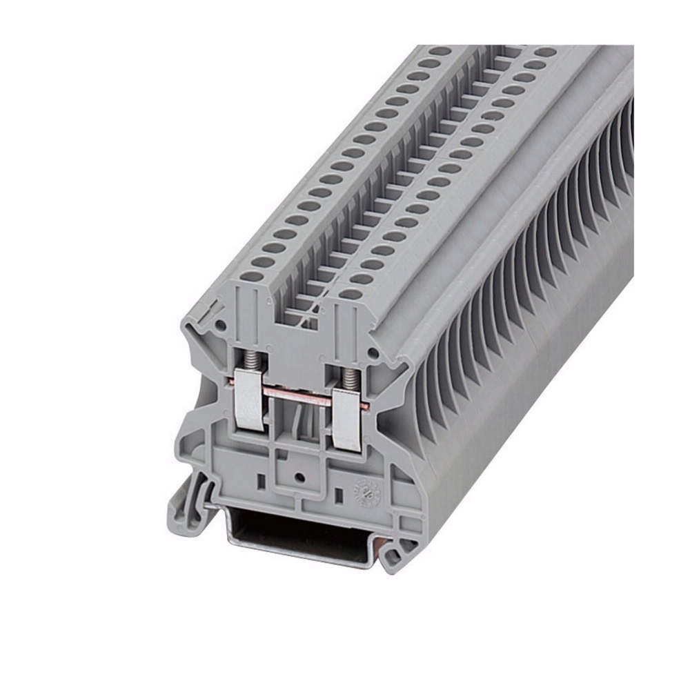 Product image for Cutler-Hammer XBUT25 XB IEC terminal block, Screw connection single level-through-feed, Gray, 12 AWG/2.5 mm2 maximum wire