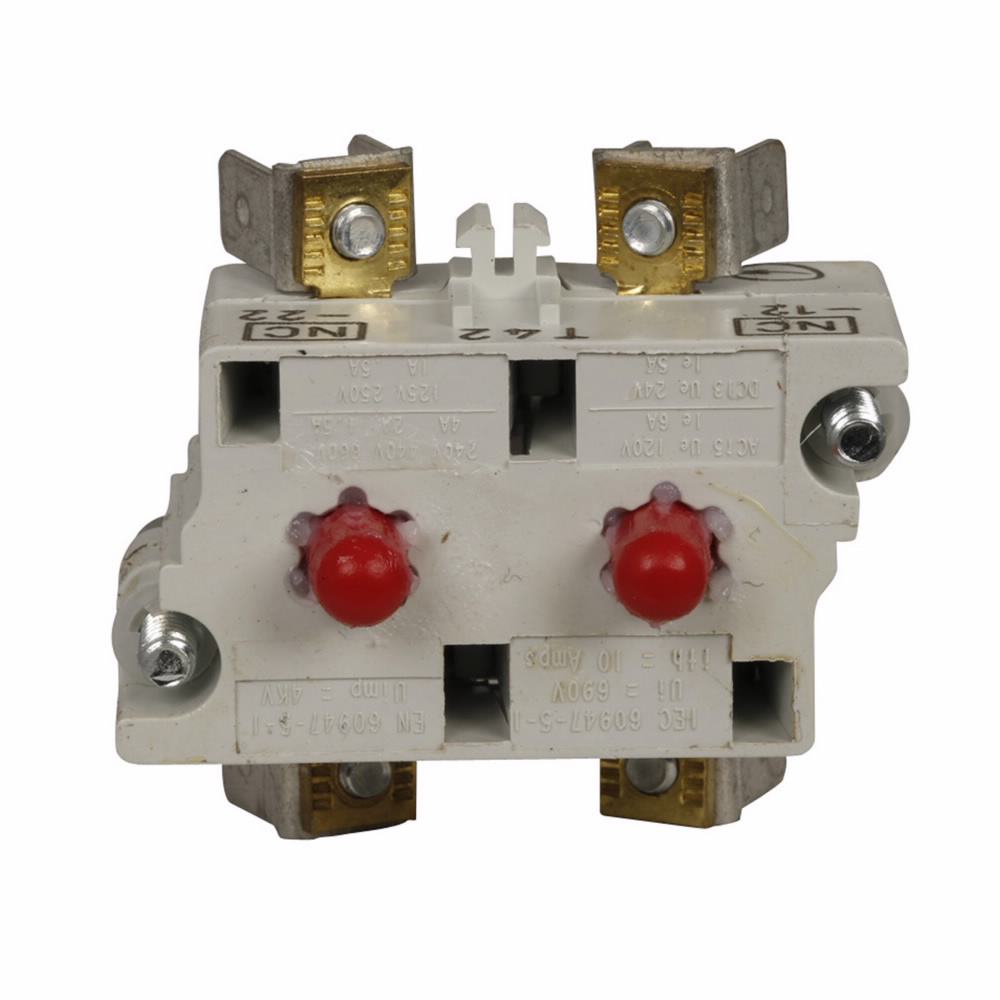Product image for Eaton Electrical 10250T42 30.5 mm 600 VAC 10 Amp 2NC Spade Terminal Silver Standard Push Button Contact Block