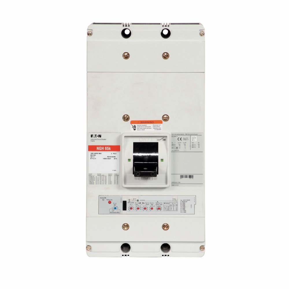 Product image for Cutler-Hammer NGH312039E Series G electronic molded case circuit breaker, NG-frame, NG, Digitrip 310 RMS, Electronic ALSIG with maint. mode trip, Three-pole, 1200A, 480 Vac, 100 kAIC at 240 Vac, 65 kAIC