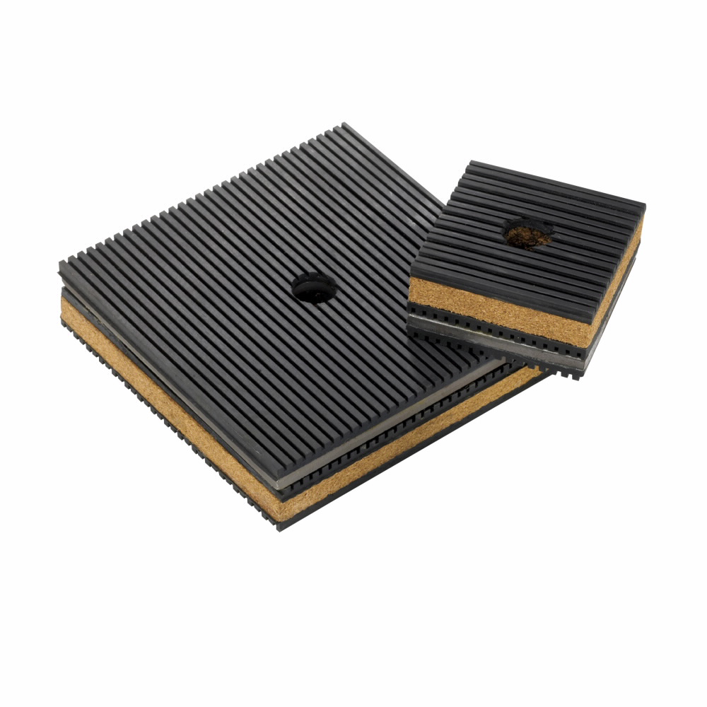 Product image for B-Line CNNK-4 2 x 2 Inch Cork Ribbed Neoprene and Steel Pad