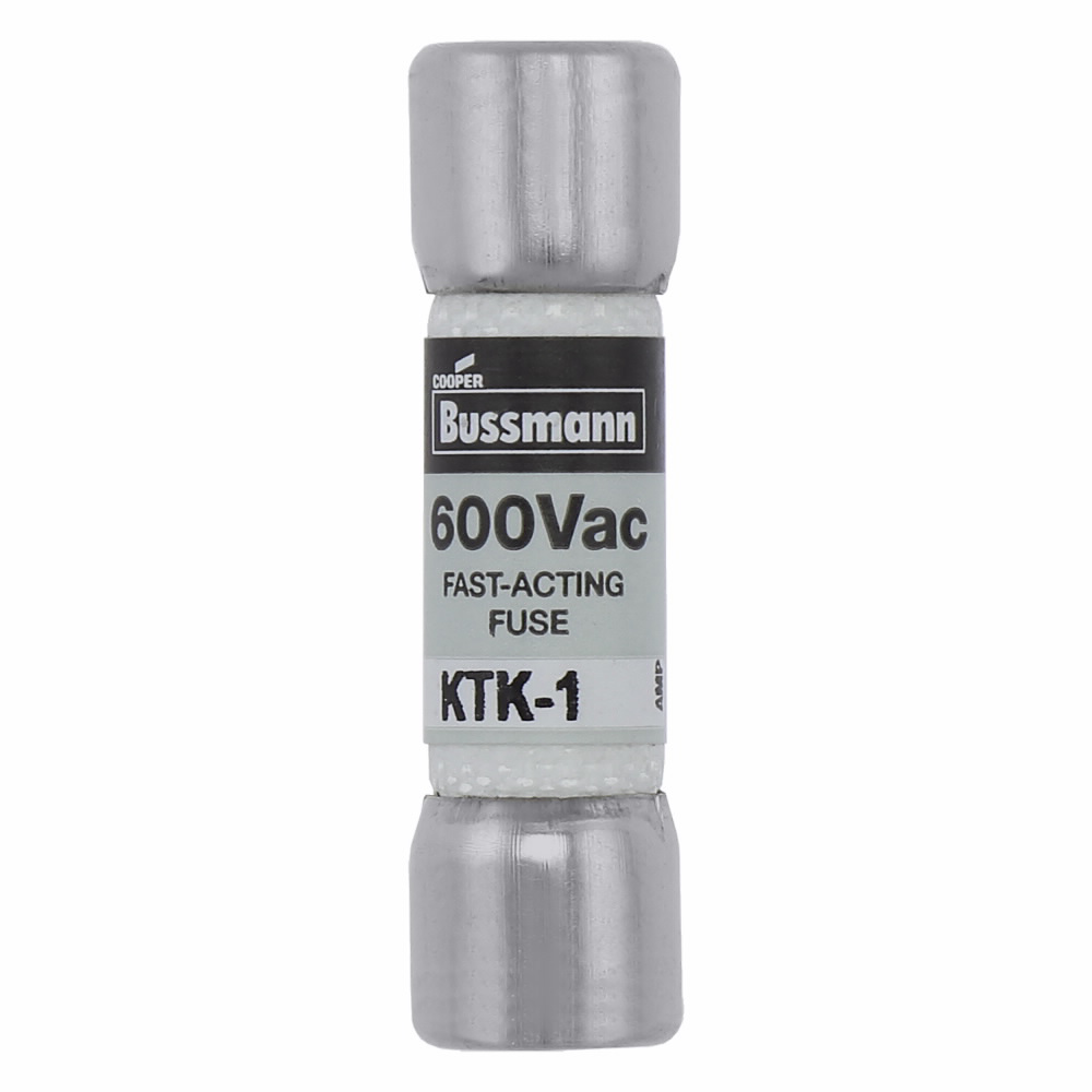 Product image for Bussmann KTK-1 1amp Fast-Acting Supplemental / Midget Fuse, Melamine Tube, 13/32" x 1-1/2", 600Vac