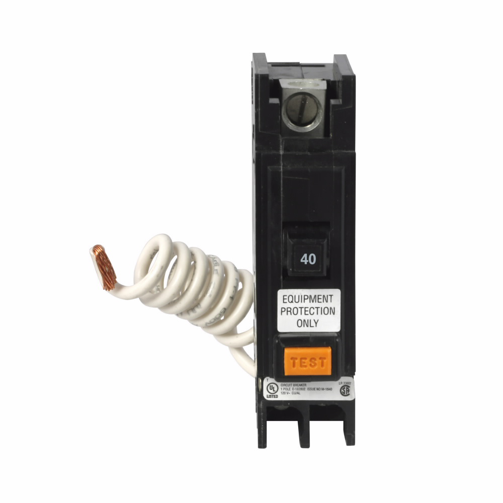 Cutler-Hammer QCGFEP1040 QC GFCI circuit breaker, Circuit protector, Ring lug terminals, 5 mA trip sensitivity, 20 A, 10 kAIC, Single-pole, 120 V, Non-Interchangeable, Cable-in/cable-out, Q16, Breaker t Product image for Cutler-Hammer QCGFEP1040 QC GFCI circuit breaker, Circuit protector, Ring lug terminals, 5 mA trip sensitivity, 20 A, 10 kAIC, Single-pole, 120 V, Non-Interchangeable, Cable-in/cable-out, Q16, Breaker t