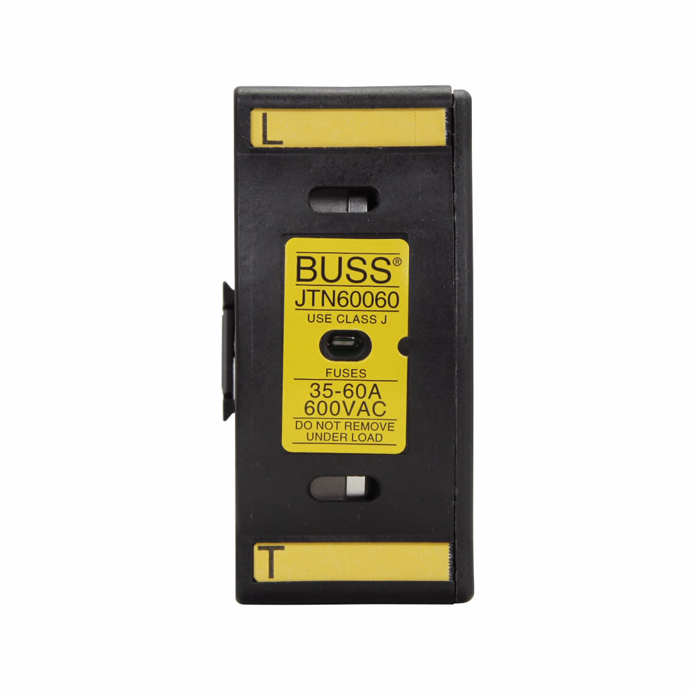 Product image for Bussmann JTN60060 600vAC/DC 60amp Finger-Safe Fuse Holder, with Indicator (Neon). For use with Bussmann Class-J fuses - (LPJ, JKS Series)